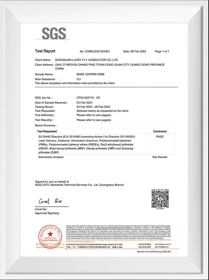 Bare copper material report